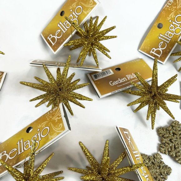 Garden Ridge Bellagio Ornament lot of 23 Gold Glitter Christmas Tree - Picture 5 of 7